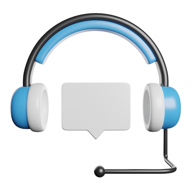 unos auriculares azules y blancos con un micrófono conectado a ellos