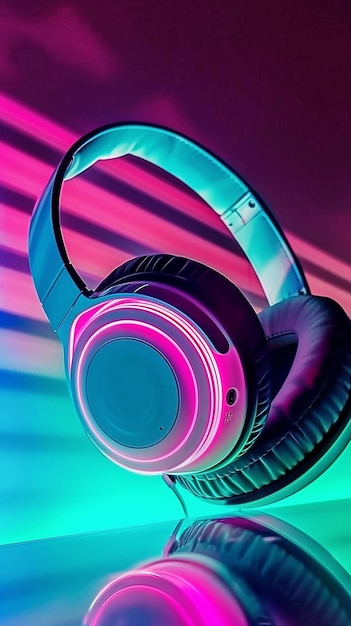 Los auriculares brillantes se iluminan