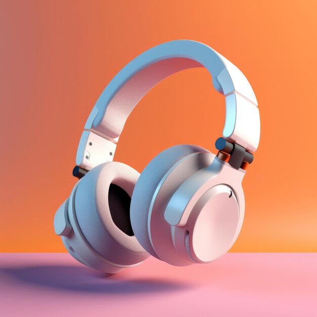 auriculares de color en fondo pastel Concepto musical Generativo ai