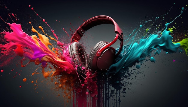 Foto auriculares colores brillantes ia generativa