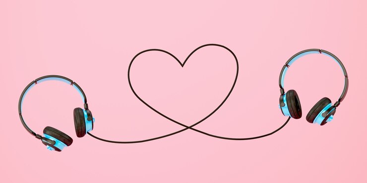 Auriculares Concepto de canción de amor.