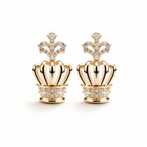 Auriculares de corona con diamantes elegantes joyas de oro de 18 kilos para un aspecto real