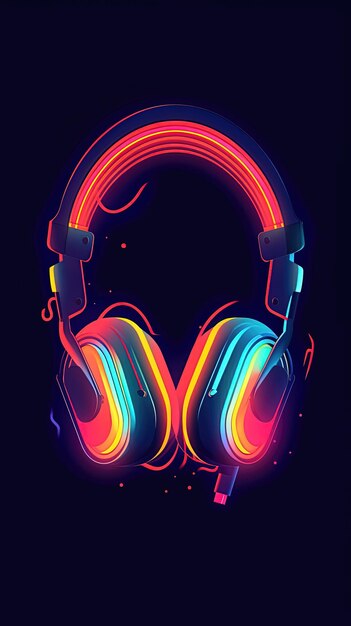 Foto auriculares en un fondo negro renderizado en 3d concepto musical