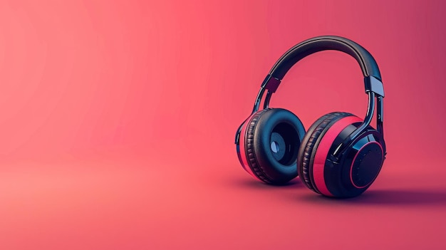 Auriculares con fondo rosado