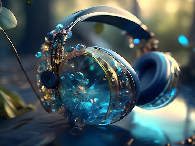 Auriculares hechos de vidrio fotografía de fantasía realista