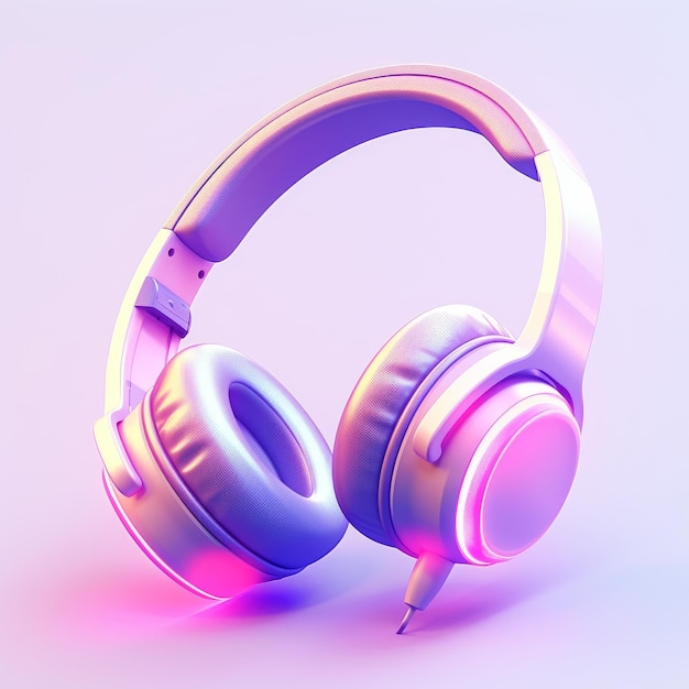 Auriculares icono 3D dibujos animados elegante juego apoyos púrpura imagen generativa AI