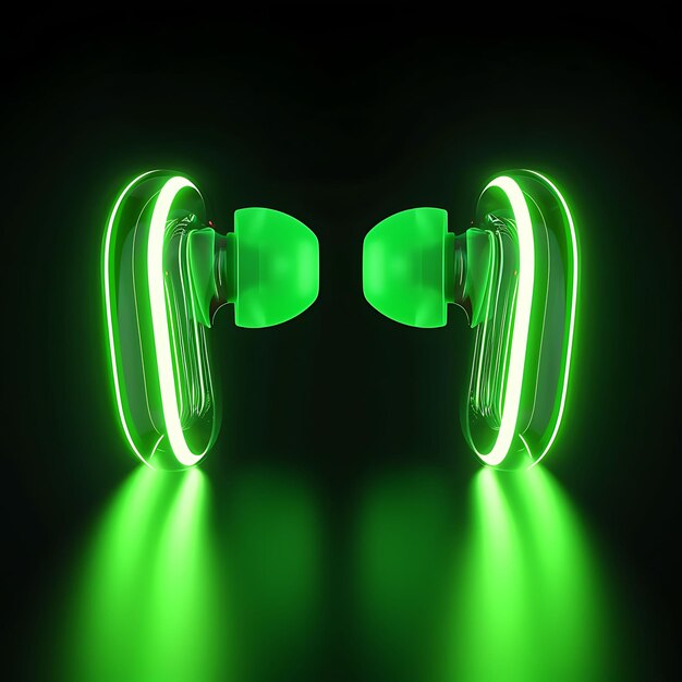 Foto auriculares con inalámbrico y cancelación de ruido hechos con objeto brillante de sílice diseño transparente y2k