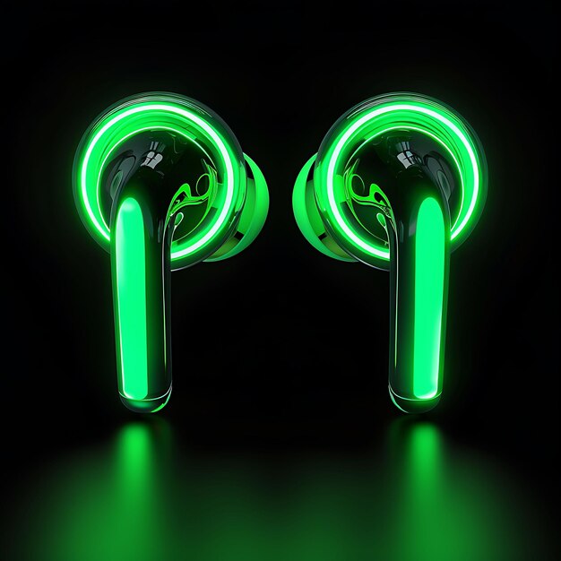 Foto auriculares con inalámbrico y cancelación de ruido hechos con objeto brillante de sílice diseño transparente y2k