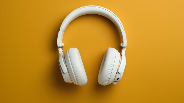 Foto auriculares modernos con fondo de color