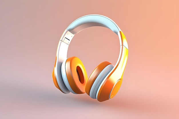 Unos auriculares naranjas y plateados con un asa blanca y un botón plateado.