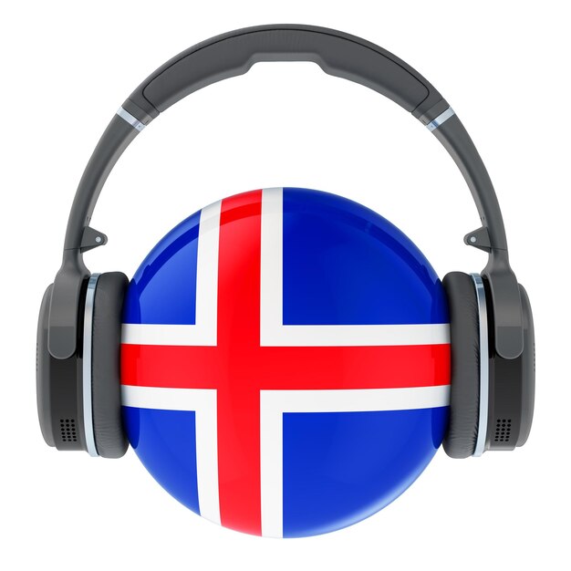 Auriculares con renderizado 3D de bandera islandesa