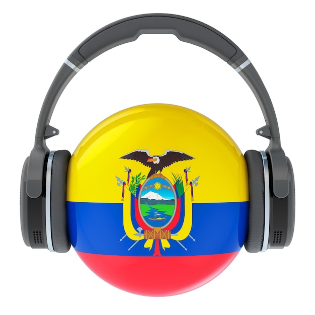 Auriculares con representación 3D de la bandera ecuatoriana