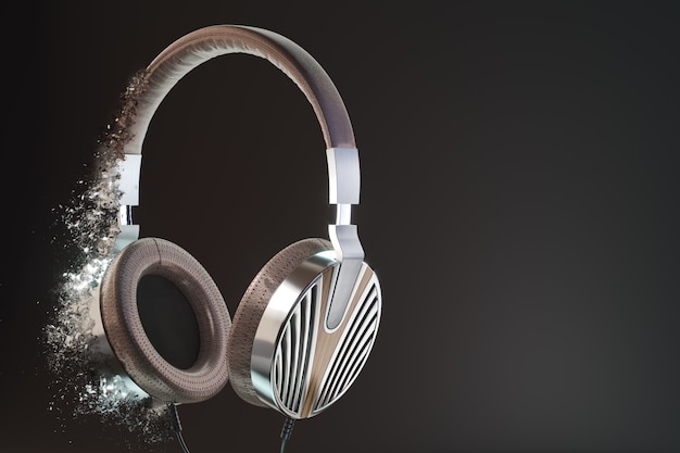 Auriculares retro, ilustración de render 3d vintage