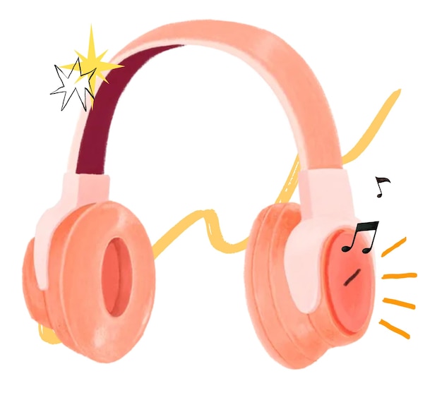 Auriculares rosados amante de la música png estética remezcla fondo transparente
