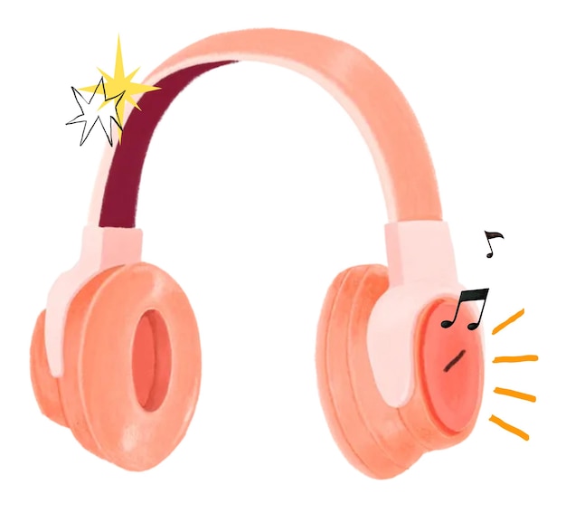 Auriculares rosados amante de la música png estética remezcla fondo transparente
