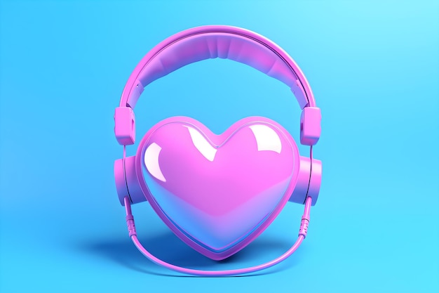 Auriculares rosas en forma de corazón con la palabra amor