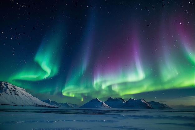 Aurora ártica y luces del norte azules