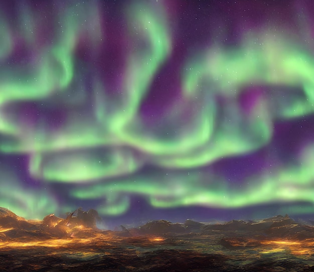 Aurora boreal 3d ilustración hermosos fondos de pantalla de fondo