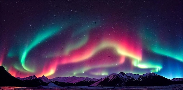 Aurora boreal ártica sobre luzes polares do lago noturno paisagem natural do norte
