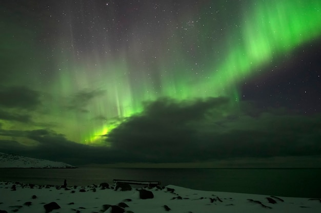 Aurora boreal. Aurora boreal. Teriberka. Região de Murmansk. Rússia