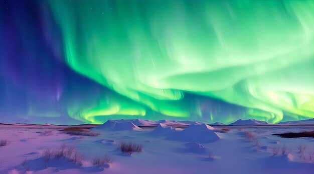 Foto aurora boreal en el cielo nocturno luces del norte