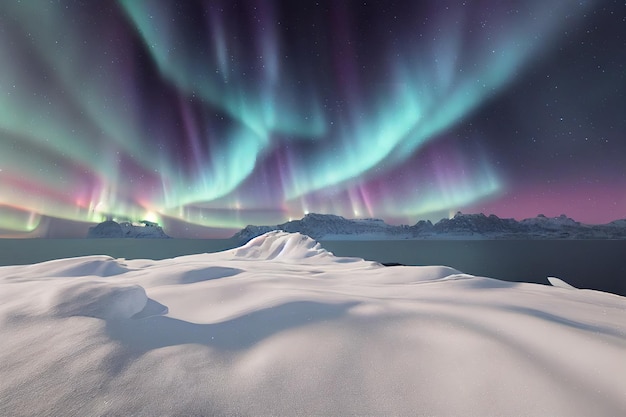 Aurora boreal en el cielo nocturno