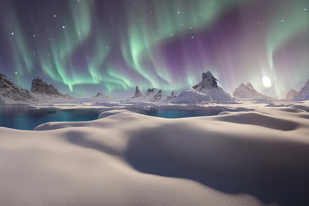 Aurora boreal en el cielo nocturno