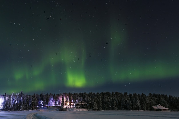 Foto aurora boreal contra o céu estrelado