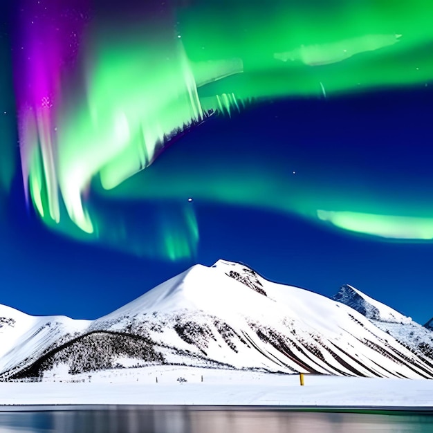 La aurora boreal es verde y morada.