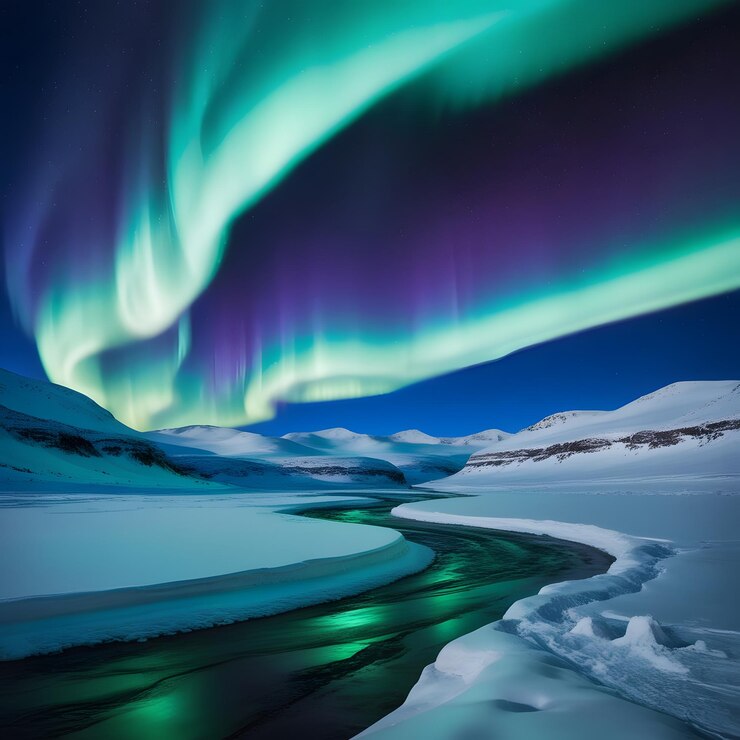 la aurora boreal es verde y púrpura