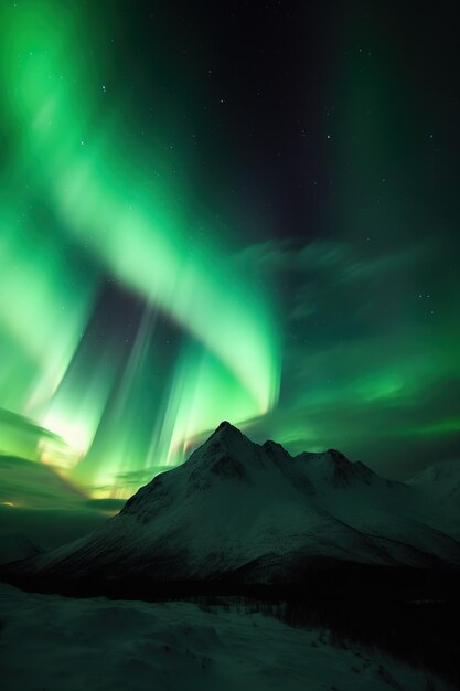 La aurora boreal en el extremo norte de Islandia cielo y montañas fondo de pantalla