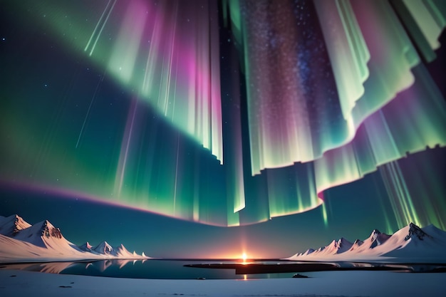 Aurora boreal y luces del sur hermosa magnífica ilustración de fondo de papel de pared de aurora