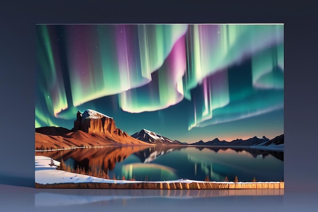 Aurora boreal y luces del sur hermosa magnífica ilustración de fondo de papel de pared de aurora
