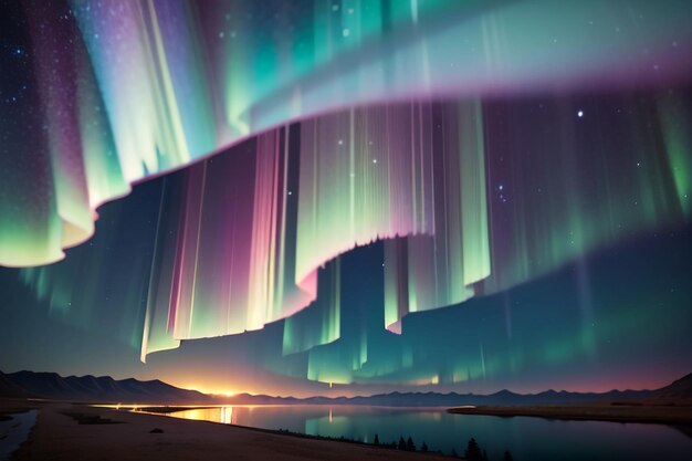 Aurora boreal y luces del sur hermosa magnífica ilustración de fondo de papel de pared de aurora