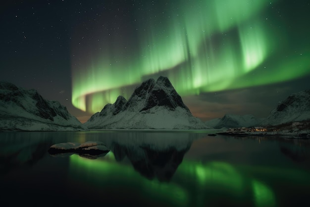 Aurora Boreal sobre Lofoten Generative AI