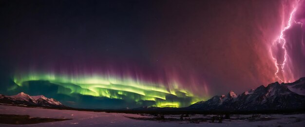 Aurora Borealis-Nachthimmel Panorama-Landschaftstapete