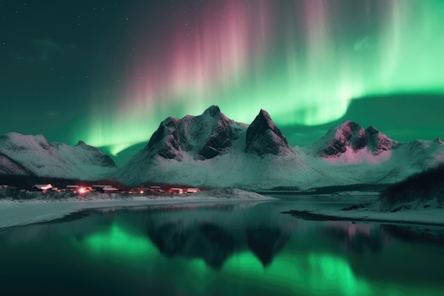 Aurora Borealis über der generativen KI der Lofoten