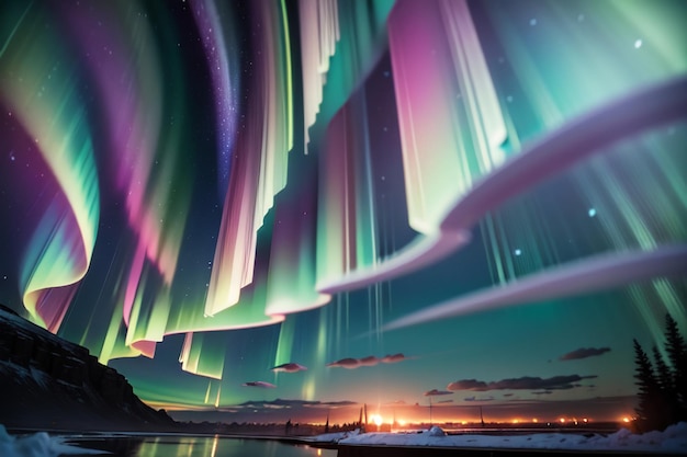 Aurora borealis und Südlichter schöne wunderschöne Aurora Tapeten Hintergrundillustration