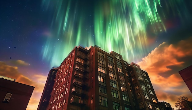 Aurora en el cielo de Manhattan, Nueva York