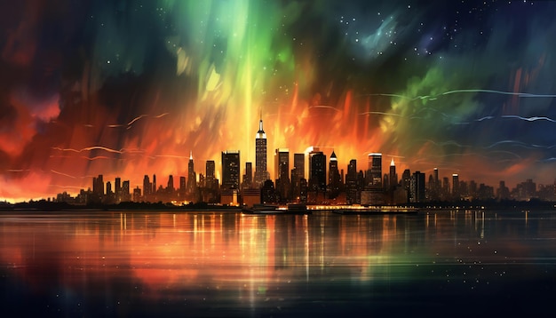 Aurora en el cielo de Manhattan