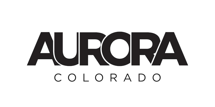 Foto aurora colorado usa typografie-slogan-design amerika-logo mit grafischer stadtbeschriftung für print- und webprodukte