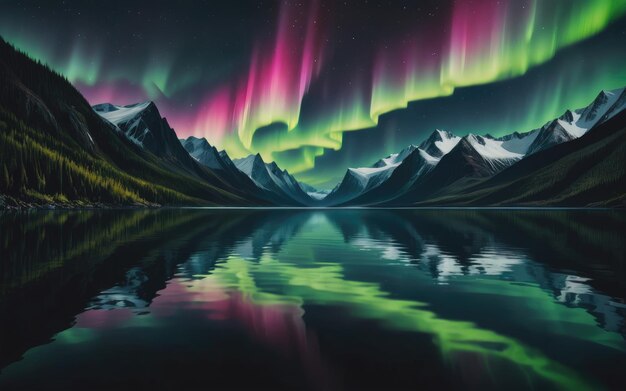 la aurora se refleja en el agua una pintura mate