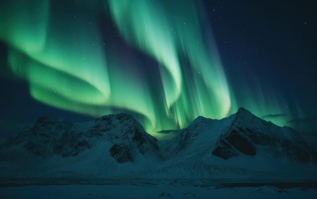 Aurora sobre las montañas árticas