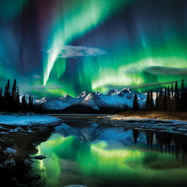 Aurora umarmt den Tanz der strahlenden Farben am arktischen Himmel