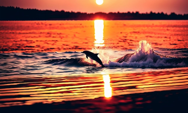 Aus dem Wasser springende Delfine zeigen die wunderschöne Tierwelt