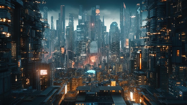 Aus einer Drohne eine detaillierte Cyberpunk-Stadt