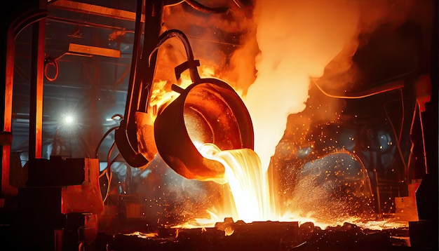 Aus einer metallurgischen Pfanne wird flüssiger Stahl erzeugt