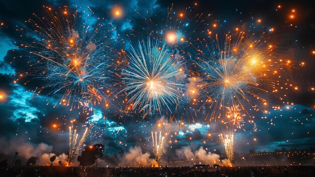 Ausbrechendes Feuerwerk beleuchtet den Himmel