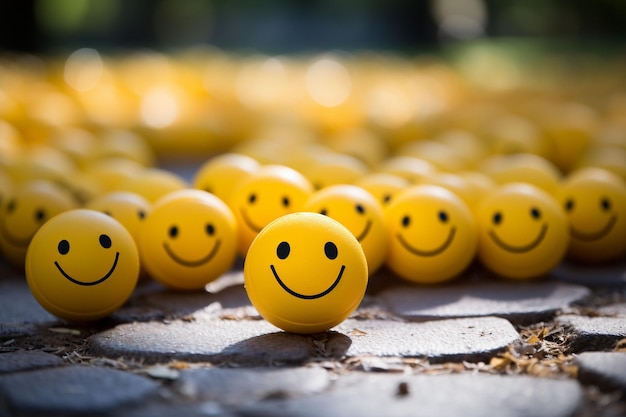 Ausdruck der Freude Lebendige Smileys und Emojis feiern mit einem Smiley-Gesicht Lachen und verschönern Ihren Tag