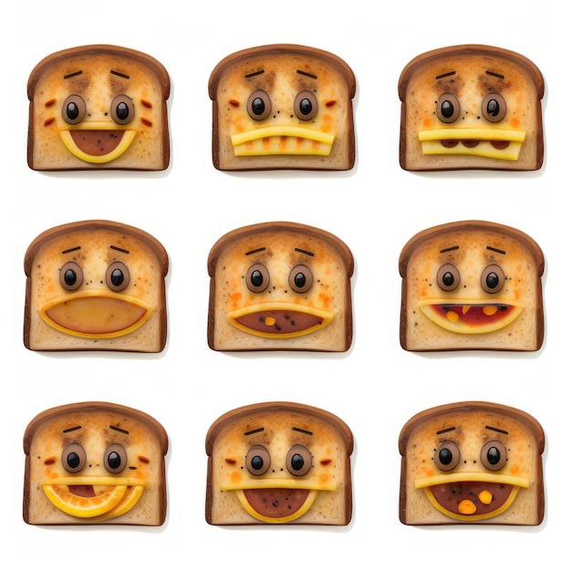 Ausdrucksstarkes Emoticon-Gesichtsbrot-Emoji